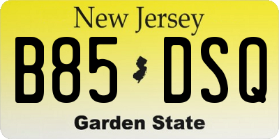 NJ license plate B85DSQ