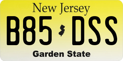 NJ license plate B85DSS