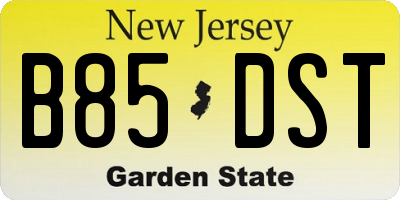 NJ license plate B85DST