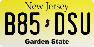 NJ license plate B85DSU