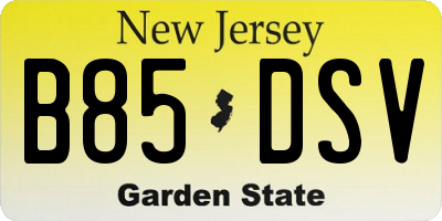 NJ license plate B85DSV