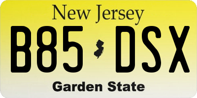 NJ license plate B85DSX