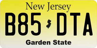 NJ license plate B85DTA