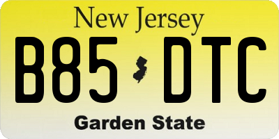 NJ license plate B85DTC