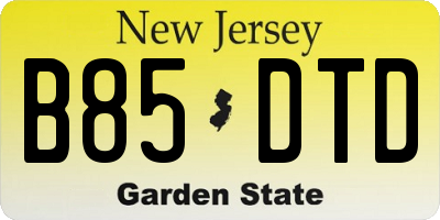 NJ license plate B85DTD