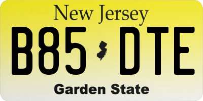NJ license plate B85DTE