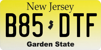 NJ license plate B85DTF