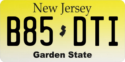 NJ license plate B85DTI