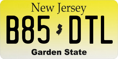 NJ license plate B85DTL