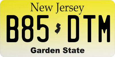 NJ license plate B85DTM