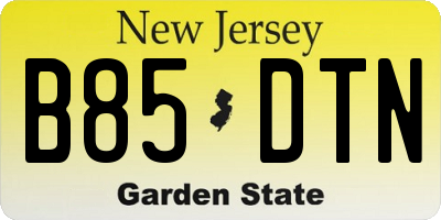NJ license plate B85DTN