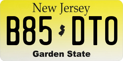 NJ license plate B85DTO