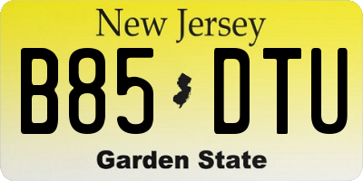 NJ license plate B85DTU