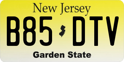 NJ license plate B85DTV