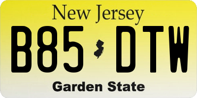 NJ license plate B85DTW