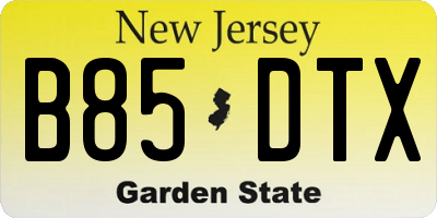 NJ license plate B85DTX
