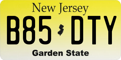 NJ license plate B85DTY