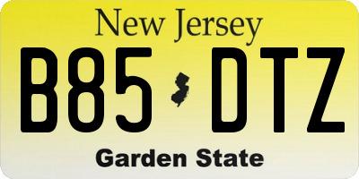 NJ license plate B85DTZ
