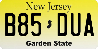 NJ license plate B85DUA
