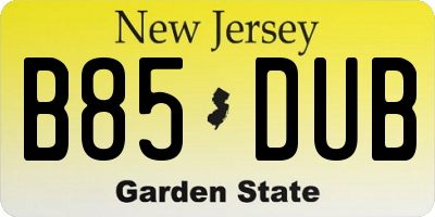 NJ license plate B85DUB