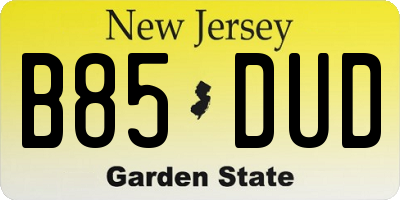 NJ license plate B85DUD