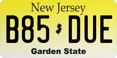 NJ license plate B85DUE