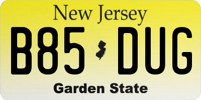 NJ license plate B85DUG