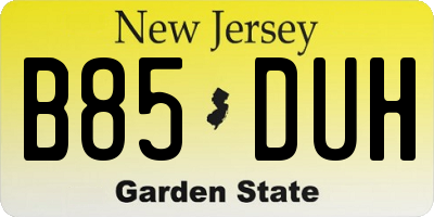 NJ license plate B85DUH