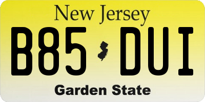 NJ license plate B85DUI