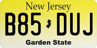 NJ license plate B85DUJ
