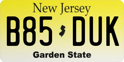 NJ license plate B85DUK