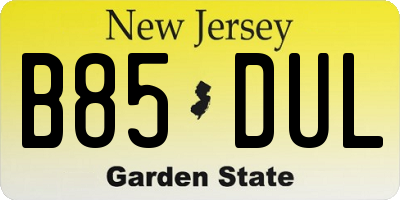 NJ license plate B85DUL