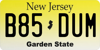 NJ license plate B85DUM