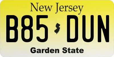 NJ license plate B85DUN