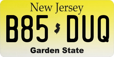 NJ license plate B85DUQ