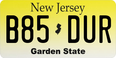 NJ license plate B85DUR