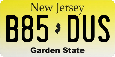 NJ license plate B85DUS