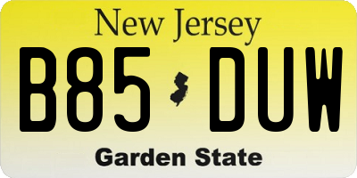 NJ license plate B85DUW
