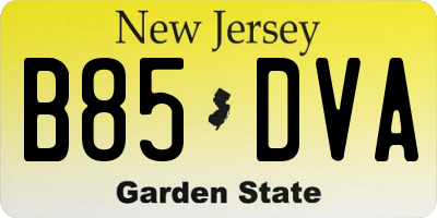 NJ license plate B85DVA