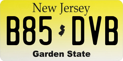 NJ license plate B85DVB