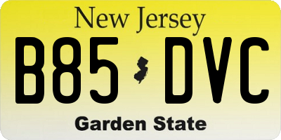 NJ license plate B85DVC