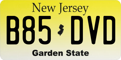 NJ license plate B85DVD