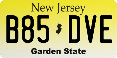 NJ license plate B85DVE