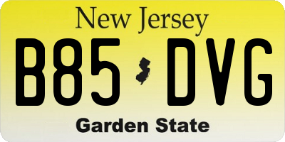 NJ license plate B85DVG