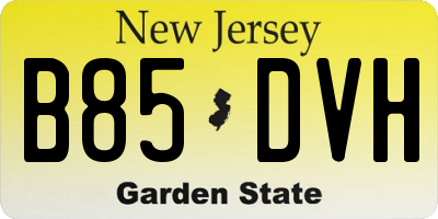 NJ license plate B85DVH