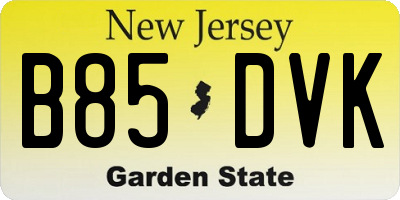 NJ license plate B85DVK