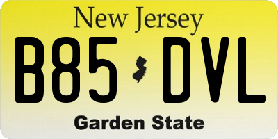 NJ license plate B85DVL
