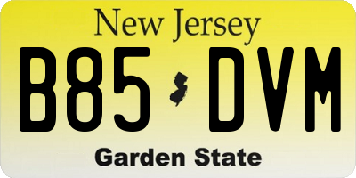 NJ license plate B85DVM