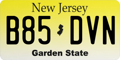 NJ license plate B85DVN