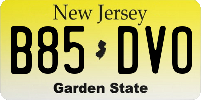 NJ license plate B85DVO